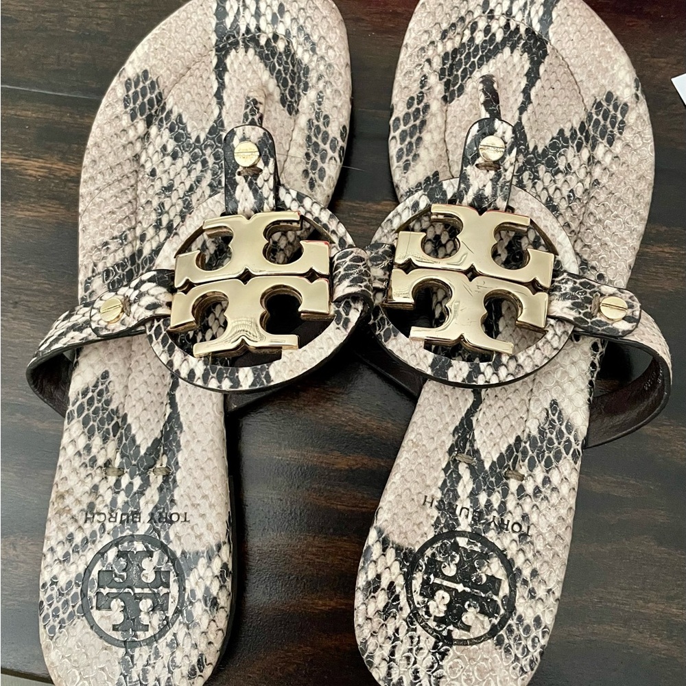 Authentic Tory Burch Miller 2 Roccia Python Print natural color - leather